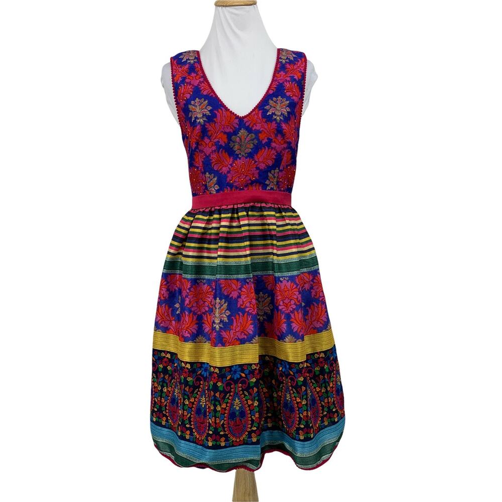 Payal Jain Dress Women Size 0 Cinch Waist Lined Back Zip Anthropologie